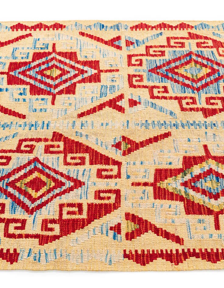 Detail image of 3' 5 x 6' 6  Hand Woven Kilim Maymana Wool Rug