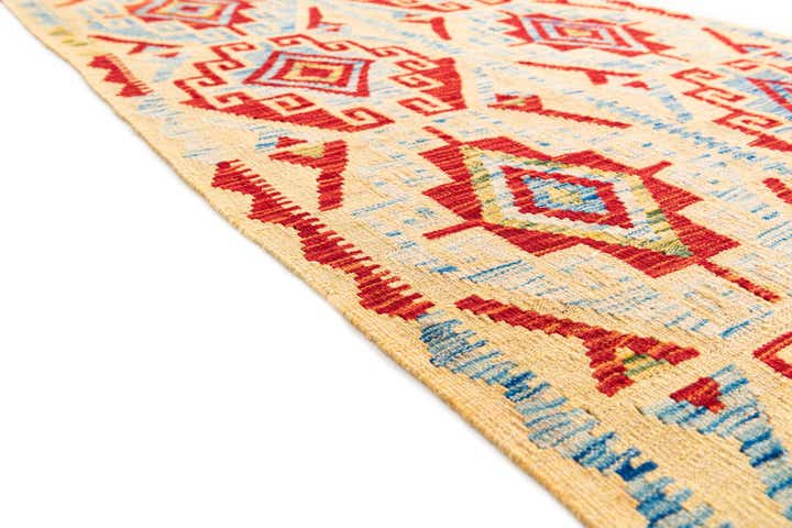 3' 5 x 6' 6 Hand Woven Kilim Maymana Wool Rug