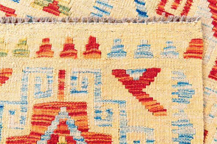 3' 5 x 6' 6 Hand Woven Kilim Maymana Wool Rug