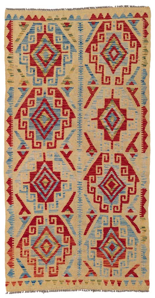 3' 5 x 6' 6 Hand Woven Kilim Maymana Wool Rug