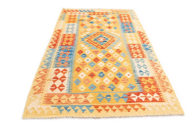 Detail image of 3' 6 x 6' 9 Hand Woven Kilim Maymana Wool Rug