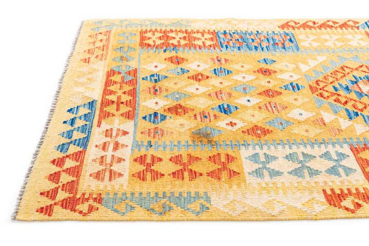3' 6 x 6' 9 Hand Woven Kilim Maymana Wool Rug