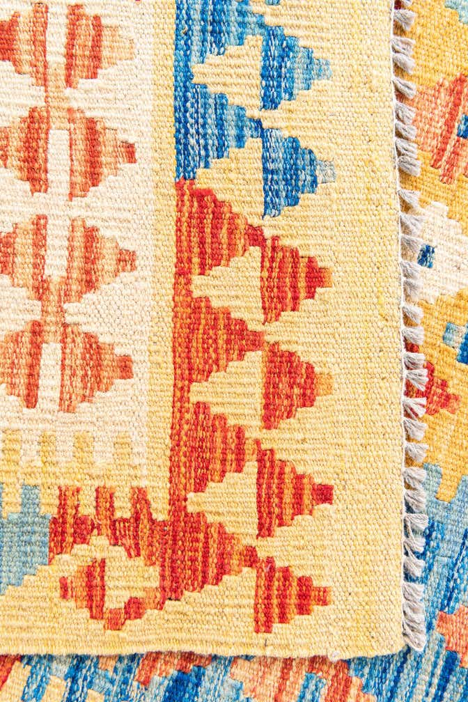 3' 6 x 6' 9 Hand Woven Kilim Maymana Wool Rug