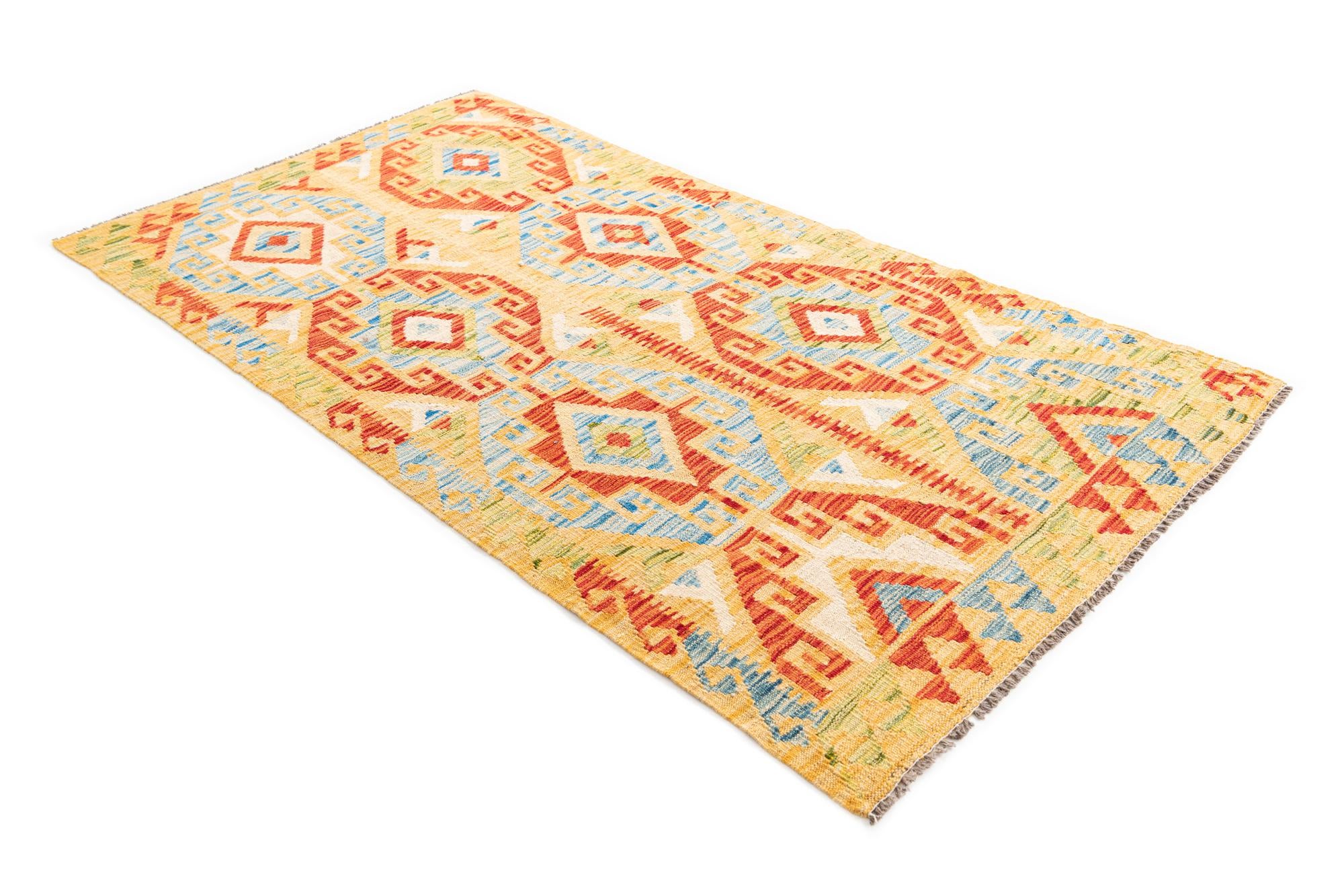 3' 5 x 6' 3 Hand Woven Kilim Maymana Wool Rug