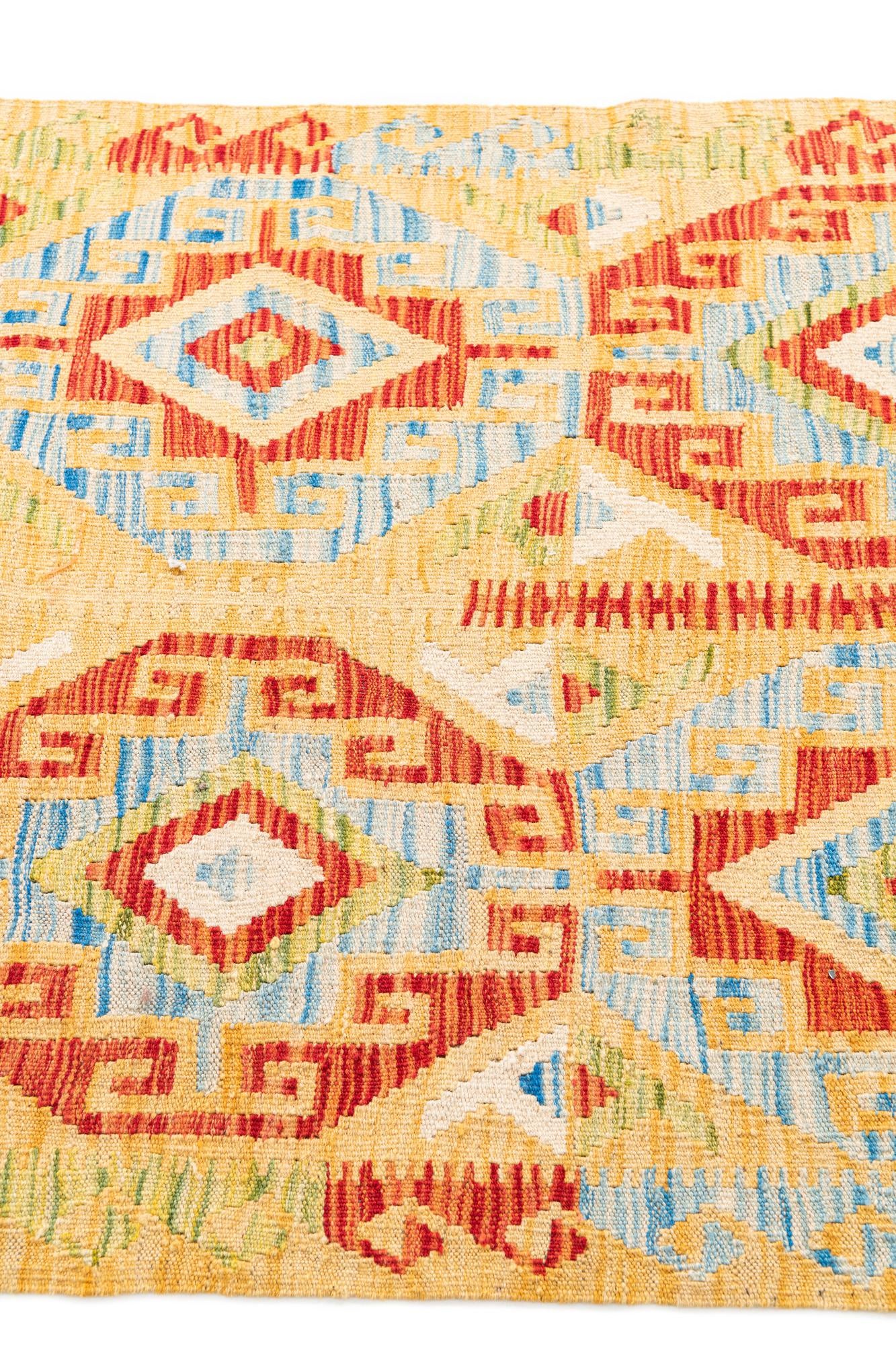 3' 5 x 6' 3 Hand Woven Kilim Maymana Wool Rug