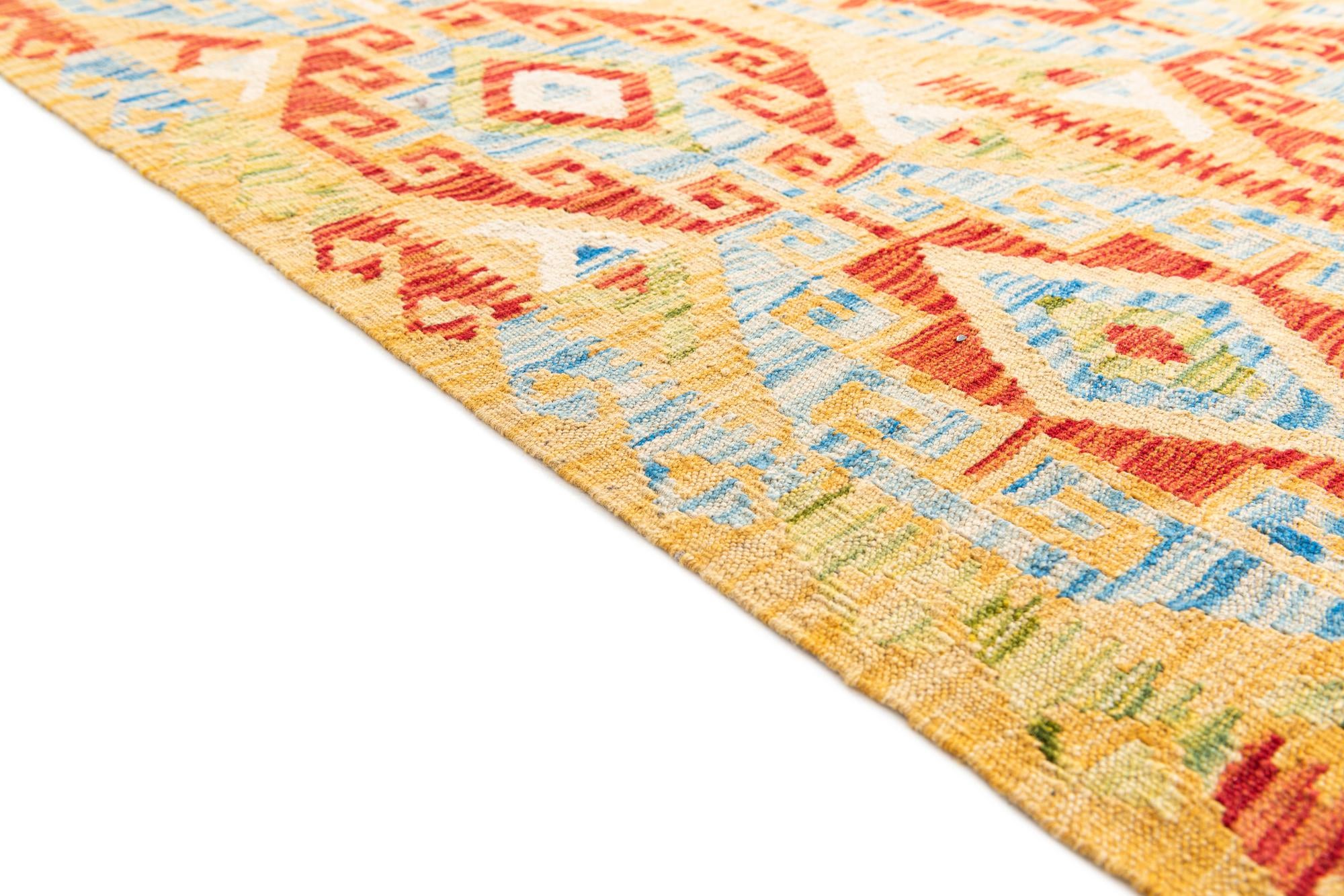 3' 5 x 6' 3 Hand Woven Kilim Maymana Wool Rug