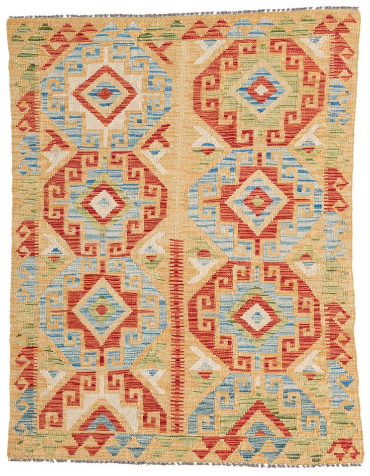Detail image of 3' 5 x 6' 3 Hand Woven Kilim Maymana Wool Rug