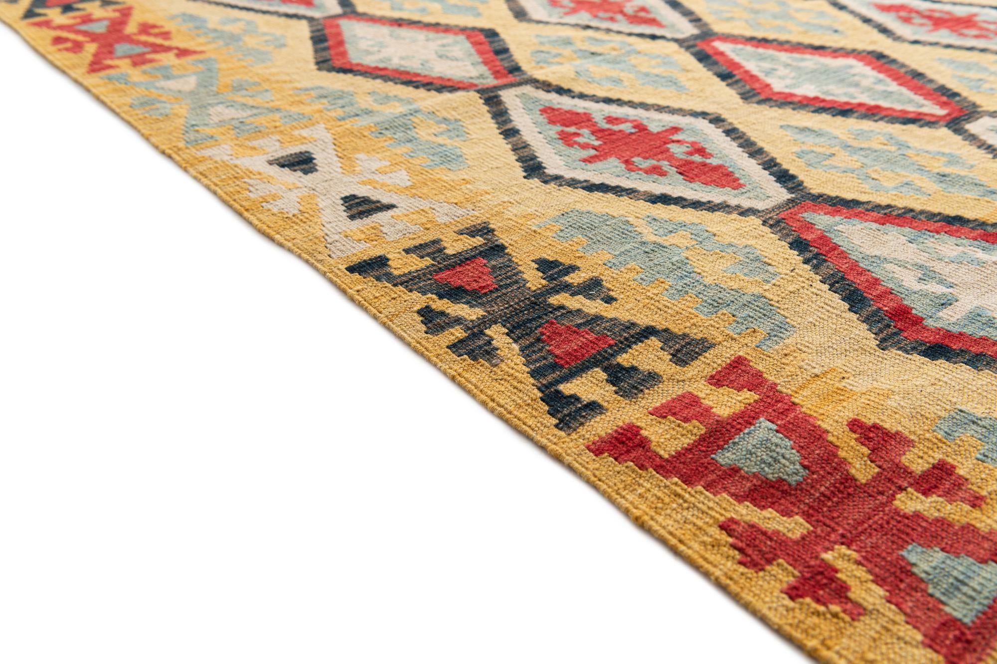 4' 3 x 6' 3 Hand Woven Kilim Maymana Wool Rug