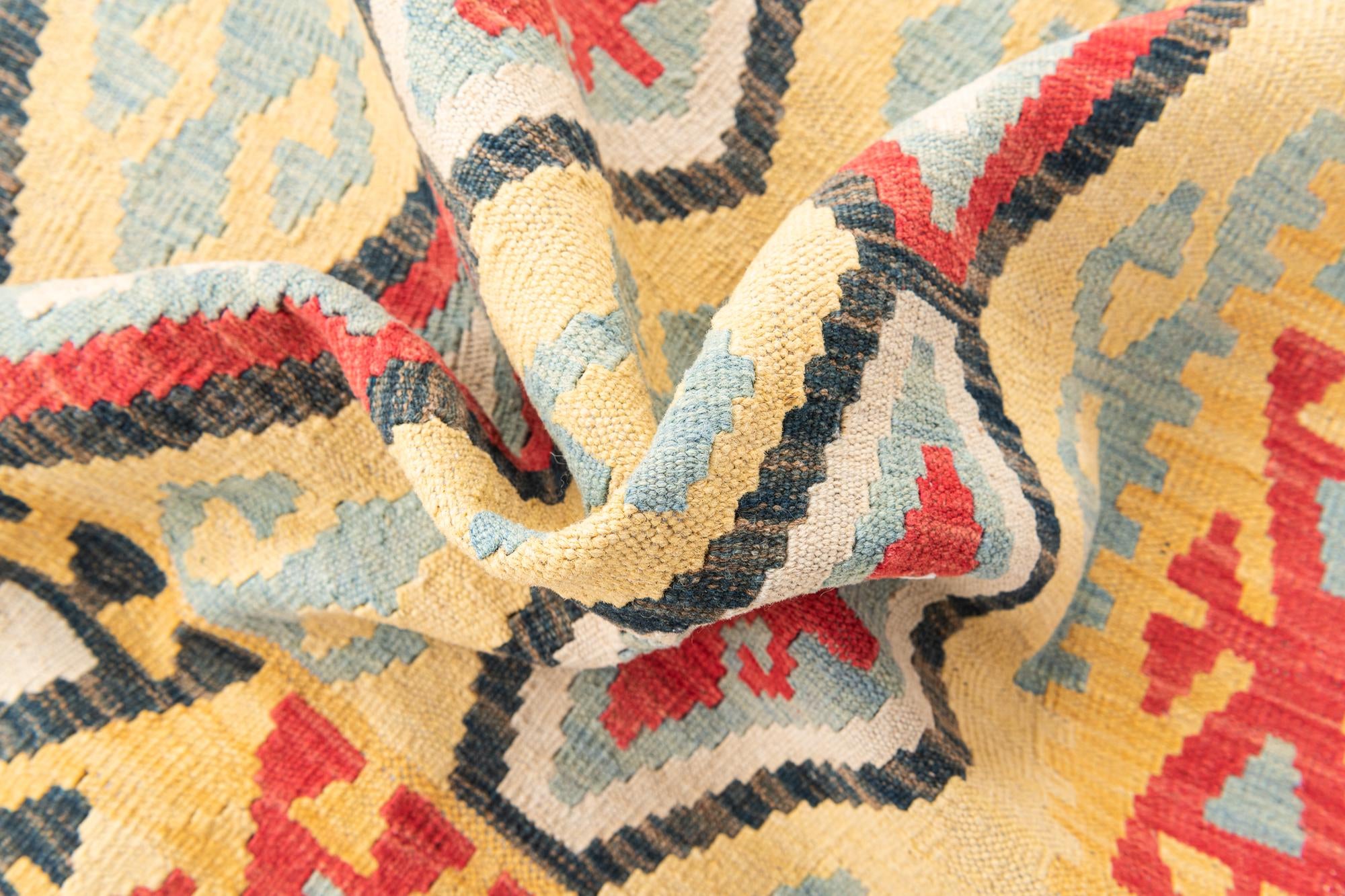 4' 3 x 6' 3 Hand Woven Kilim Maymana Wool Rug