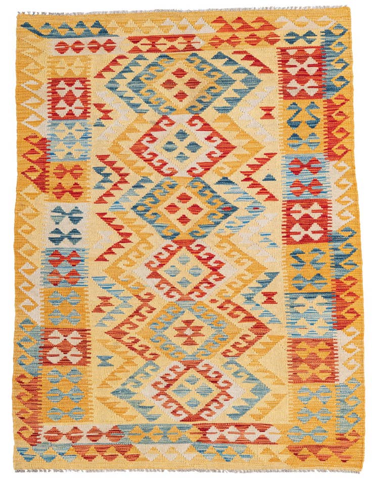 Detail image of 3' 6 x 6' 8 Hand Woven Kilim Maymana Wool Rug