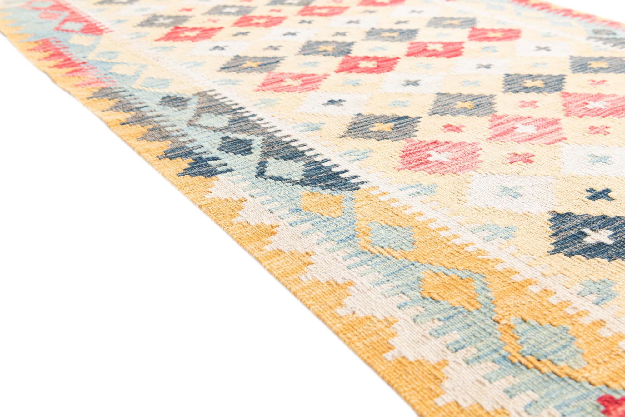 3' 5 x 6' 5 Hand Woven Kilim Maymana Wool Rug