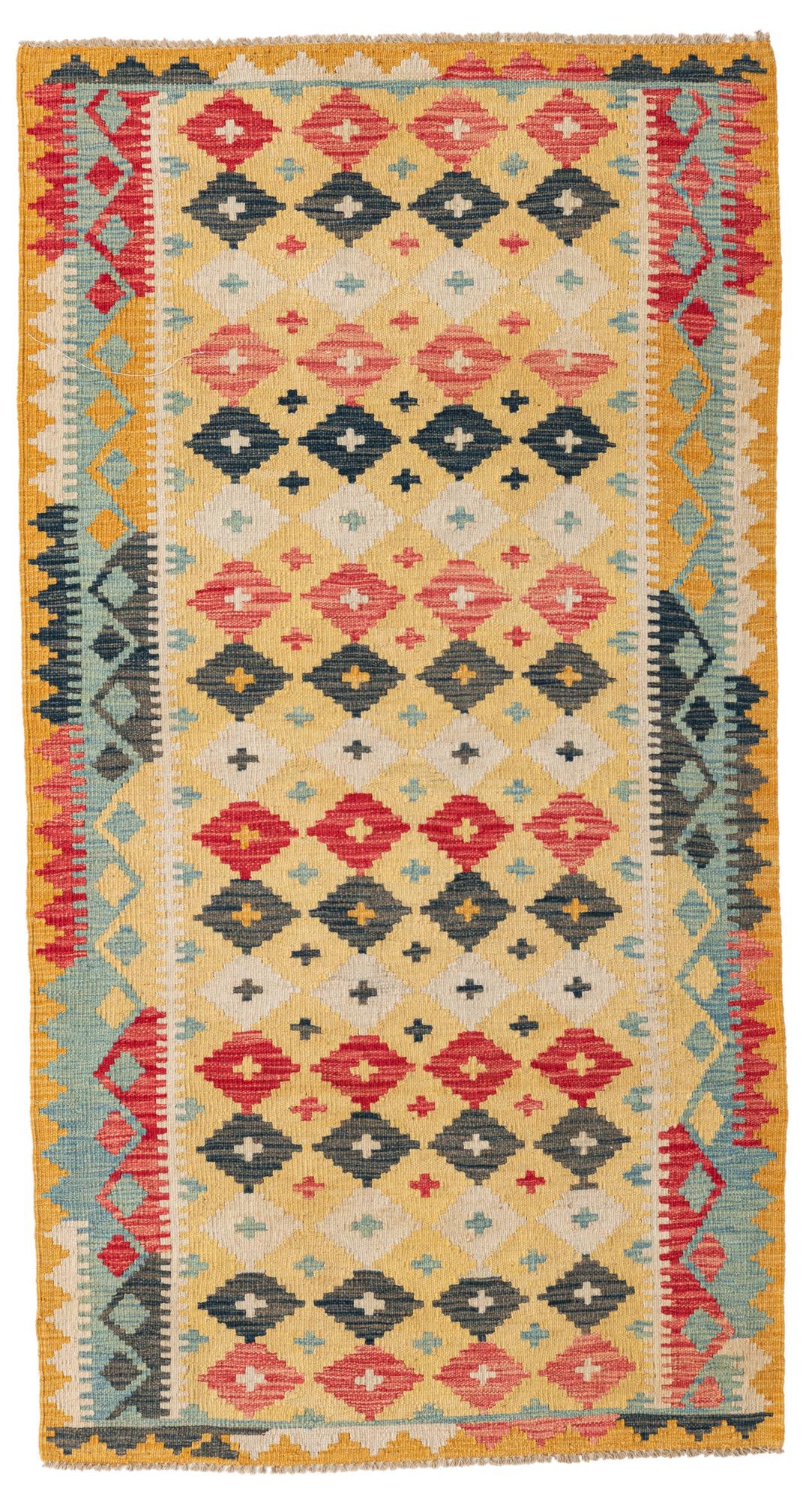 3' 5 x 6' 5 Hand Woven Kilim Maymana Wool Rug