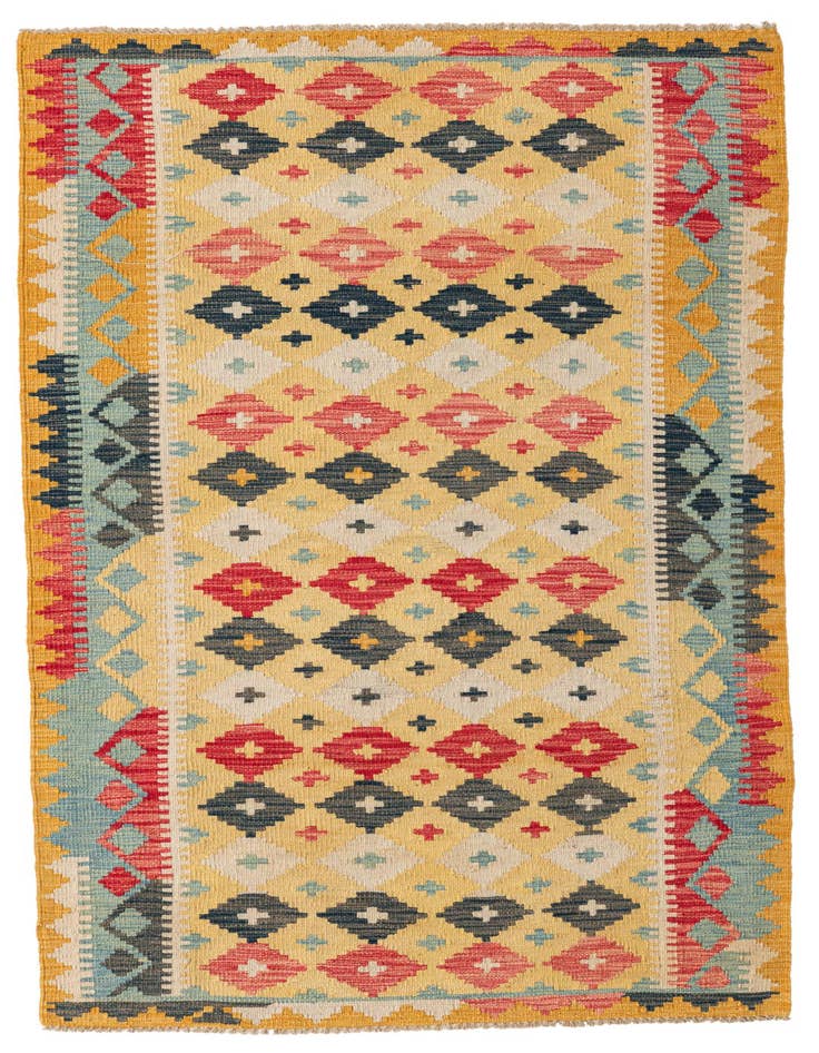Detail image of 3' 5 x 6' 5 Hand Woven Kilim Maymana Wool Rug
