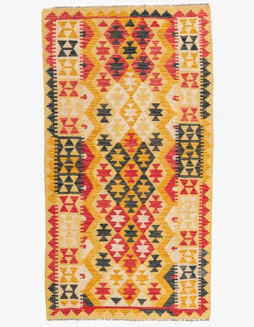 3' 6 x 6' 5 Hand Woven Kilim Maymana Wool Rug