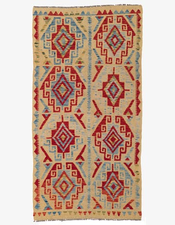 3' 5 x 6' 6 Hand Woven Kilim Maymana Wool Rug