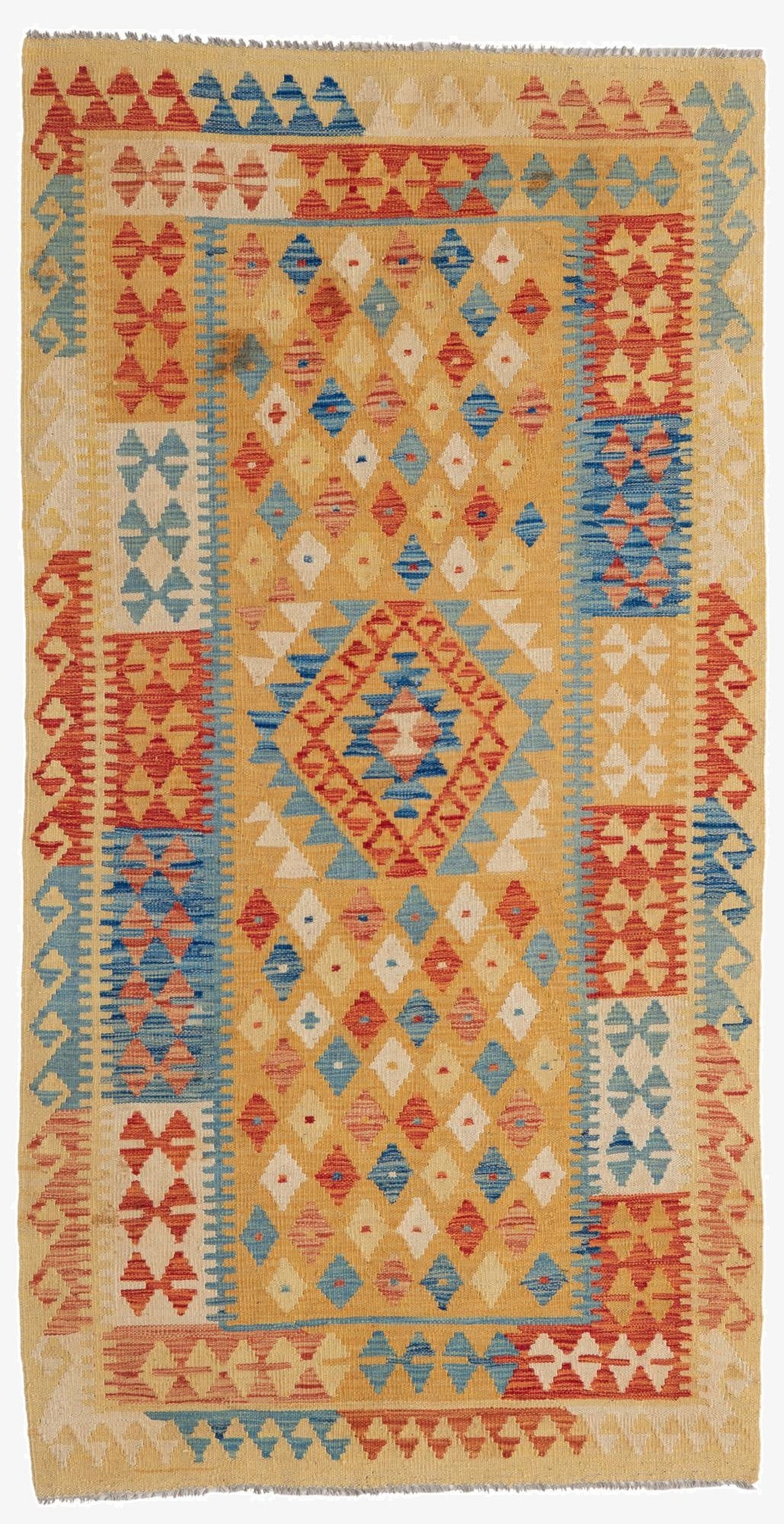 3' 6 x 6' 9  Hand Woven Kilim Maymana Wool Rug