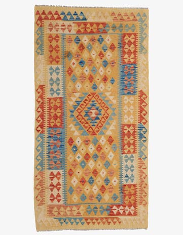3' 6 x 6' 9 Hand Woven Kilim Maymana Wool Rug