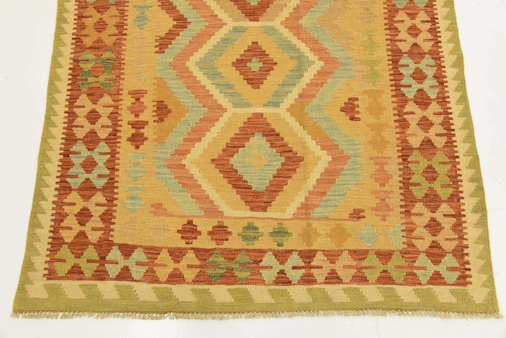3' 10 x 5' 10 Hand Woven Kilim Waziri Wool Rug