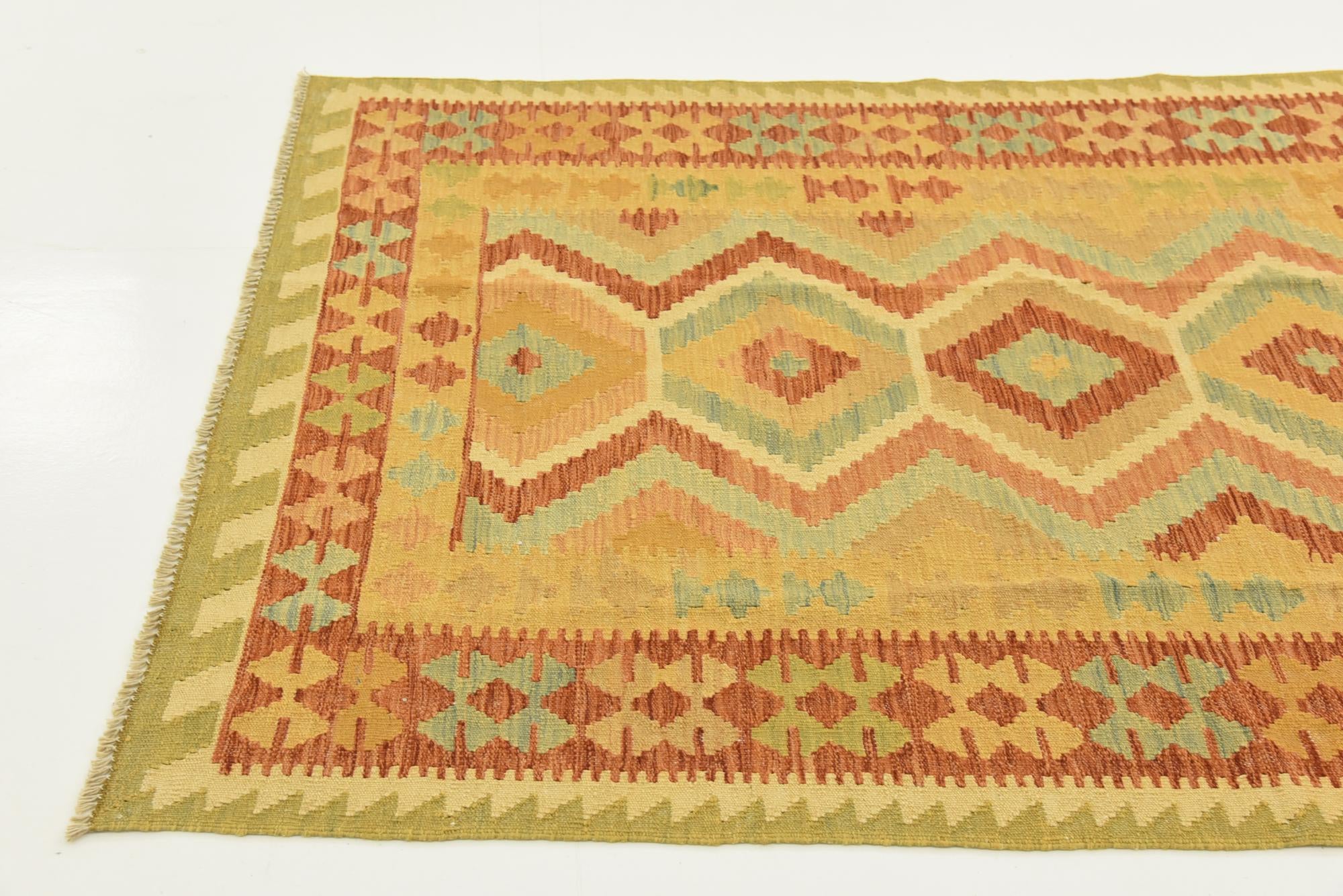 3' 10 x 5' 10 Hand Woven Kilim Waziri Wool Rug