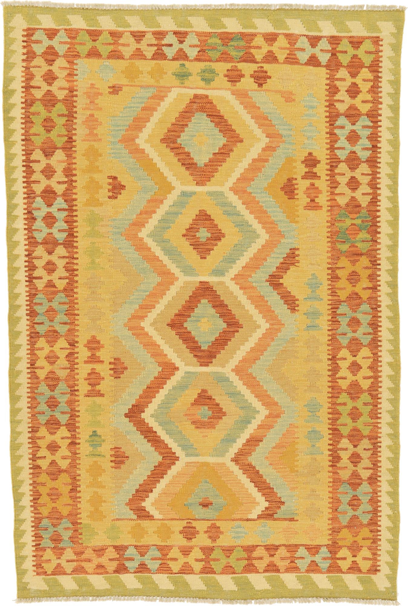 3' 10 x 5' 10 Hand Woven Kilim Waziri Wool Rug