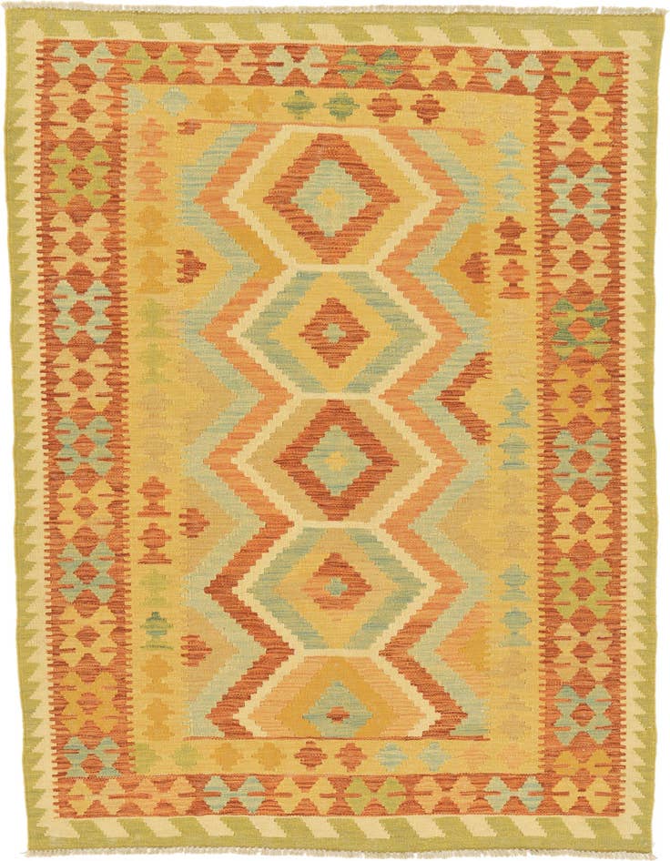 Detail image of 3' 10 x 5' 10 Hand Woven Kilim Waziri Wool Rug