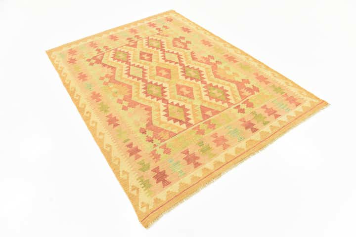 4' 9 x 6' 6 Hand Woven Kilim Waziri Wool Rug