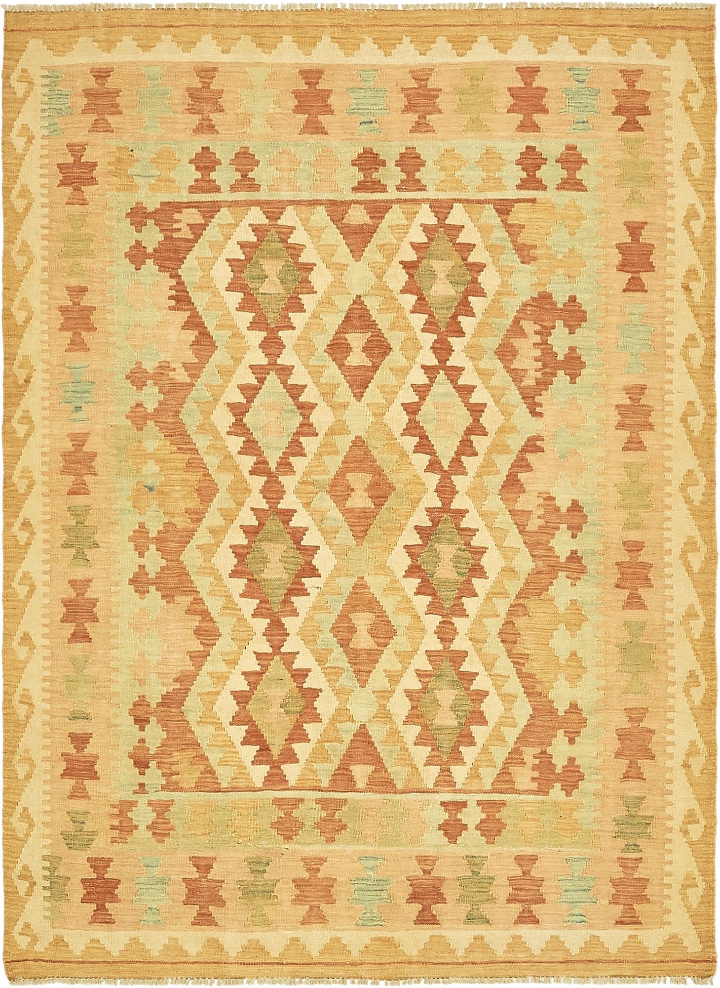 4' 9 x 6' 6 Hand Woven Kilim Waziri Wool Rug