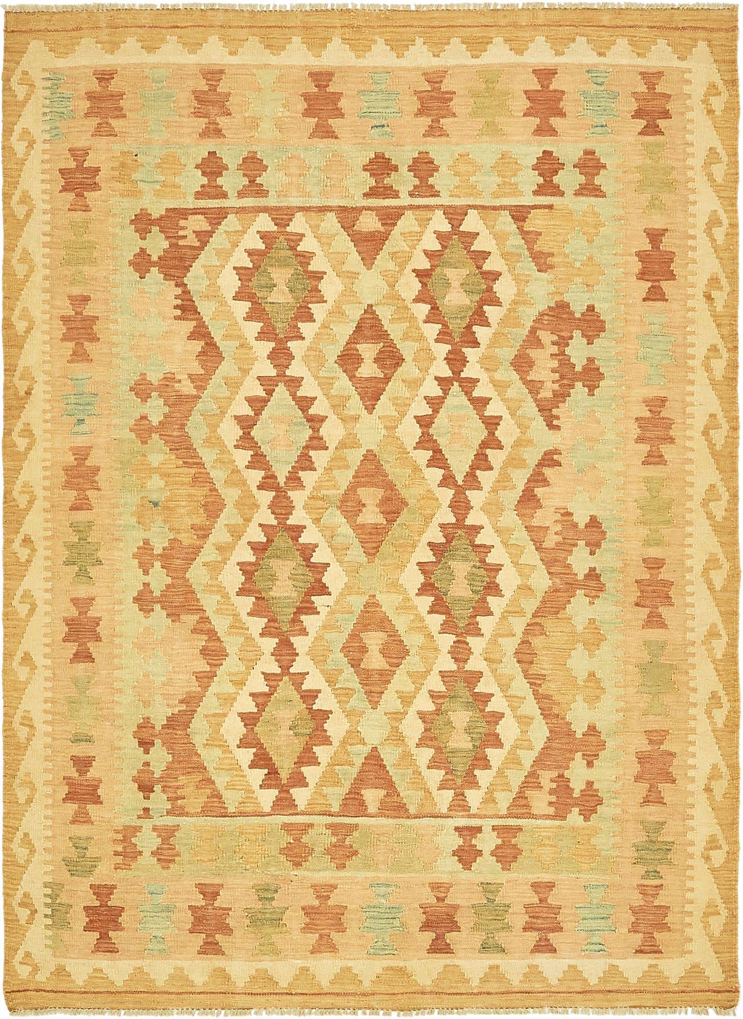 4' 9 x 6' 6 Hand Woven Kilim Waziri Wool Rug