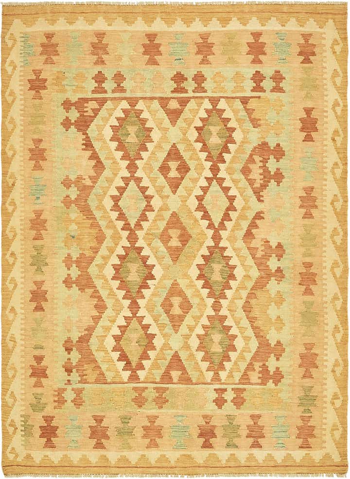 4' 9 x 6' 6 Hand Woven Kilim Waziri Wool Rug