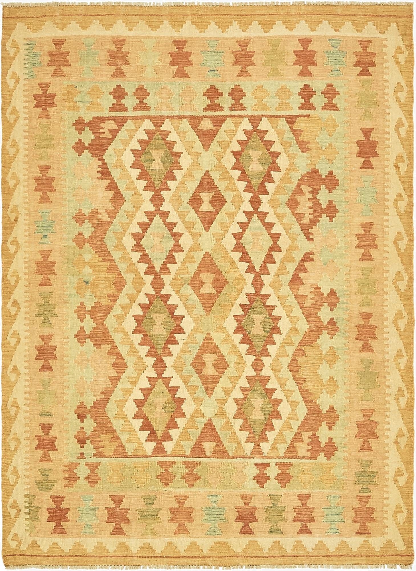 4' 9 x 6' 6  Hand Woven Kilim Waziri Wool Rug