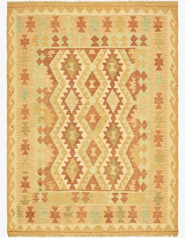 4' 9 x 6' 6 Hand Woven Kilim Waziri Wool Rug