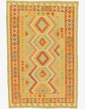 3' 10 x 5' 10 Hand Woven Kilim Waziri Wool Rug