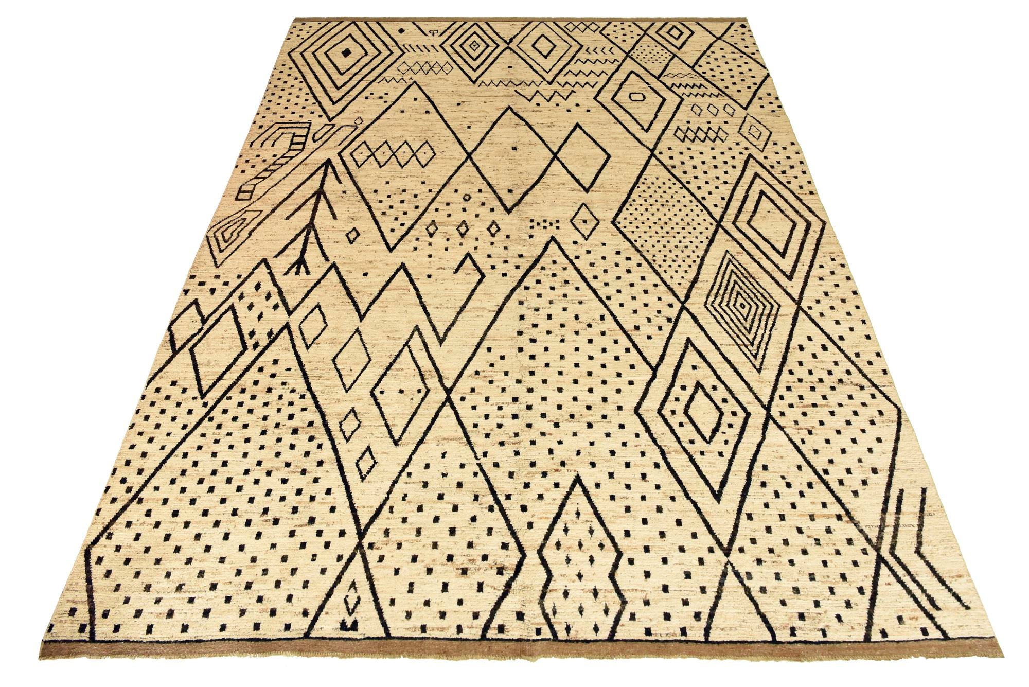12' 6 x 17' 4 Hand Knotted Moroccan Wool Rug