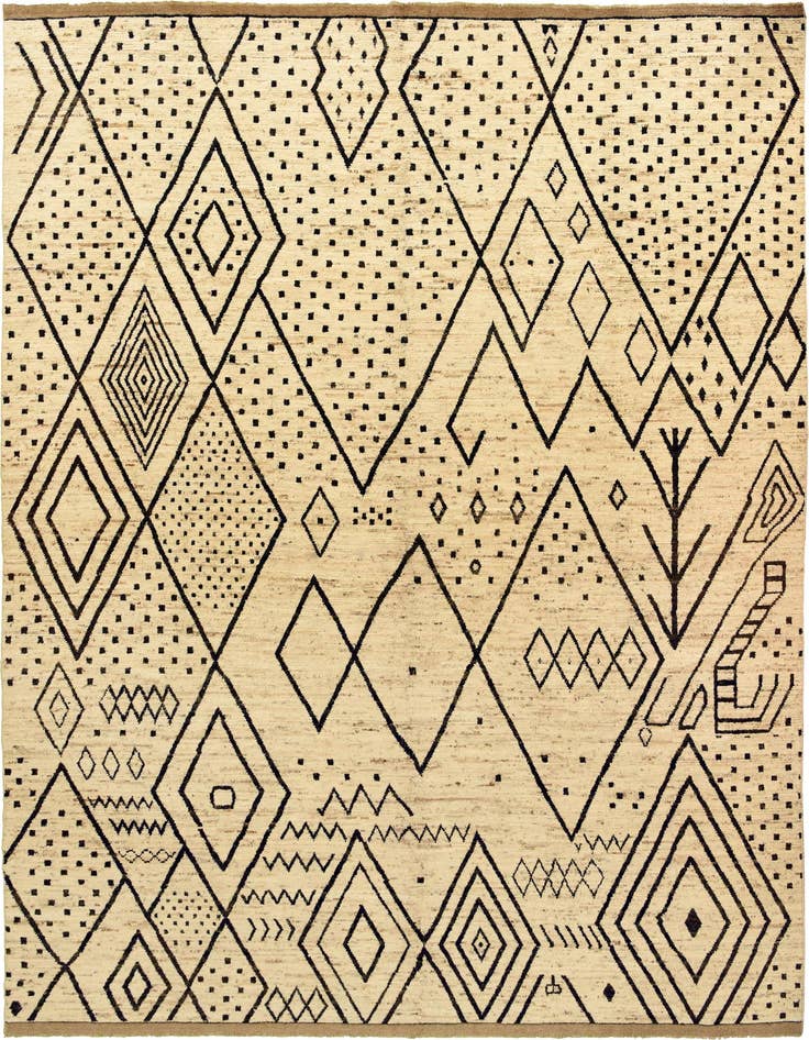 Detail image of 12' 6 x 17' 4 Hand Knotted Moroccan Wool Rug