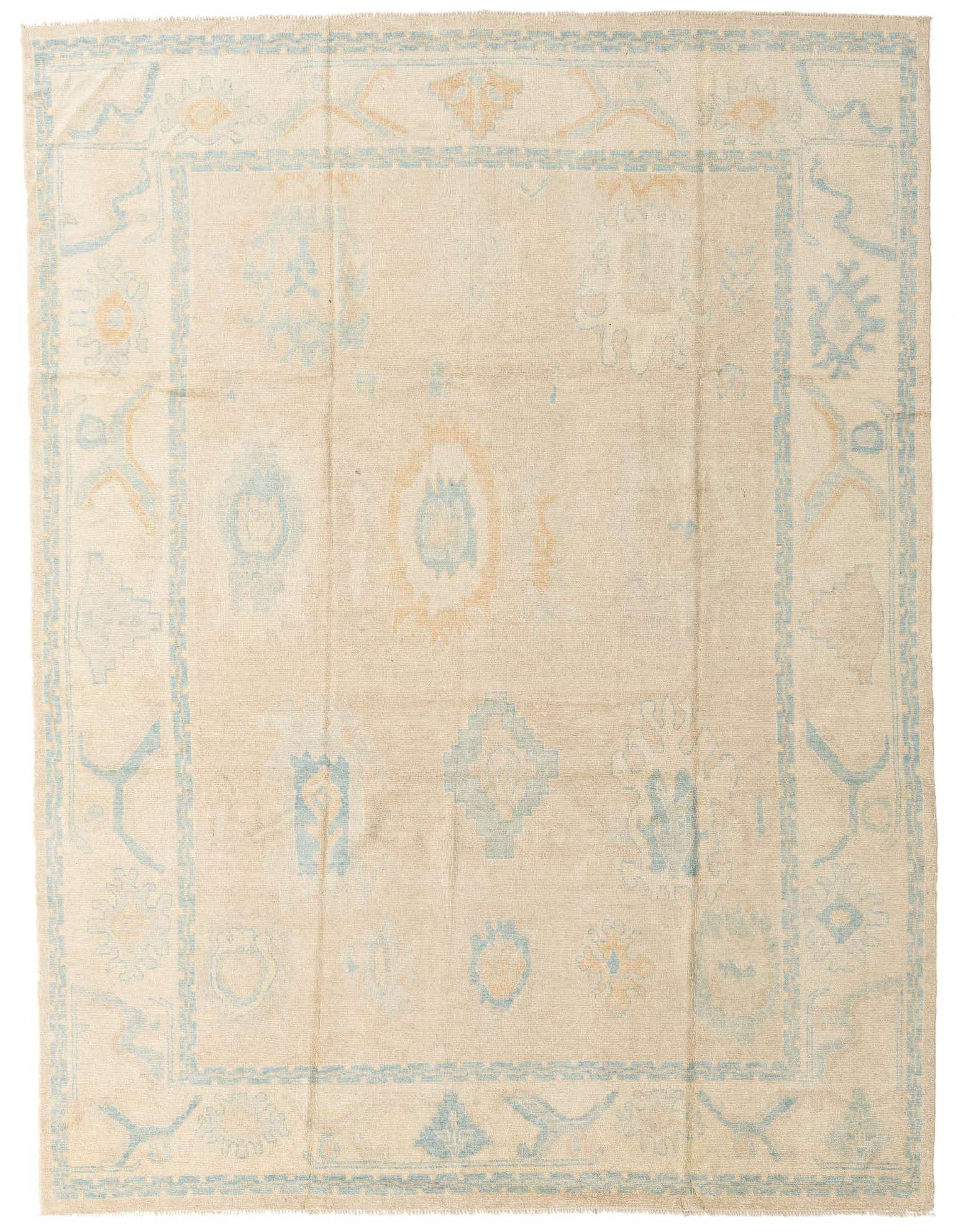 9' x 12' Hand Knotted Oushak Wool Rug