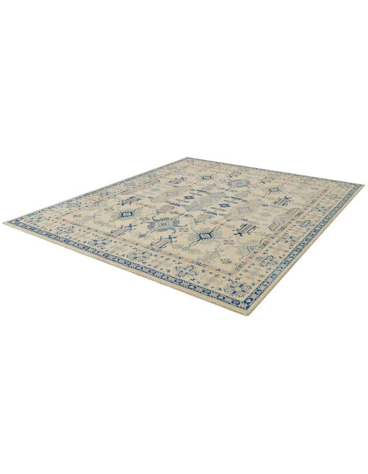 8' 1 x 9' 8 Hand Knotted Oushak Wool Rug