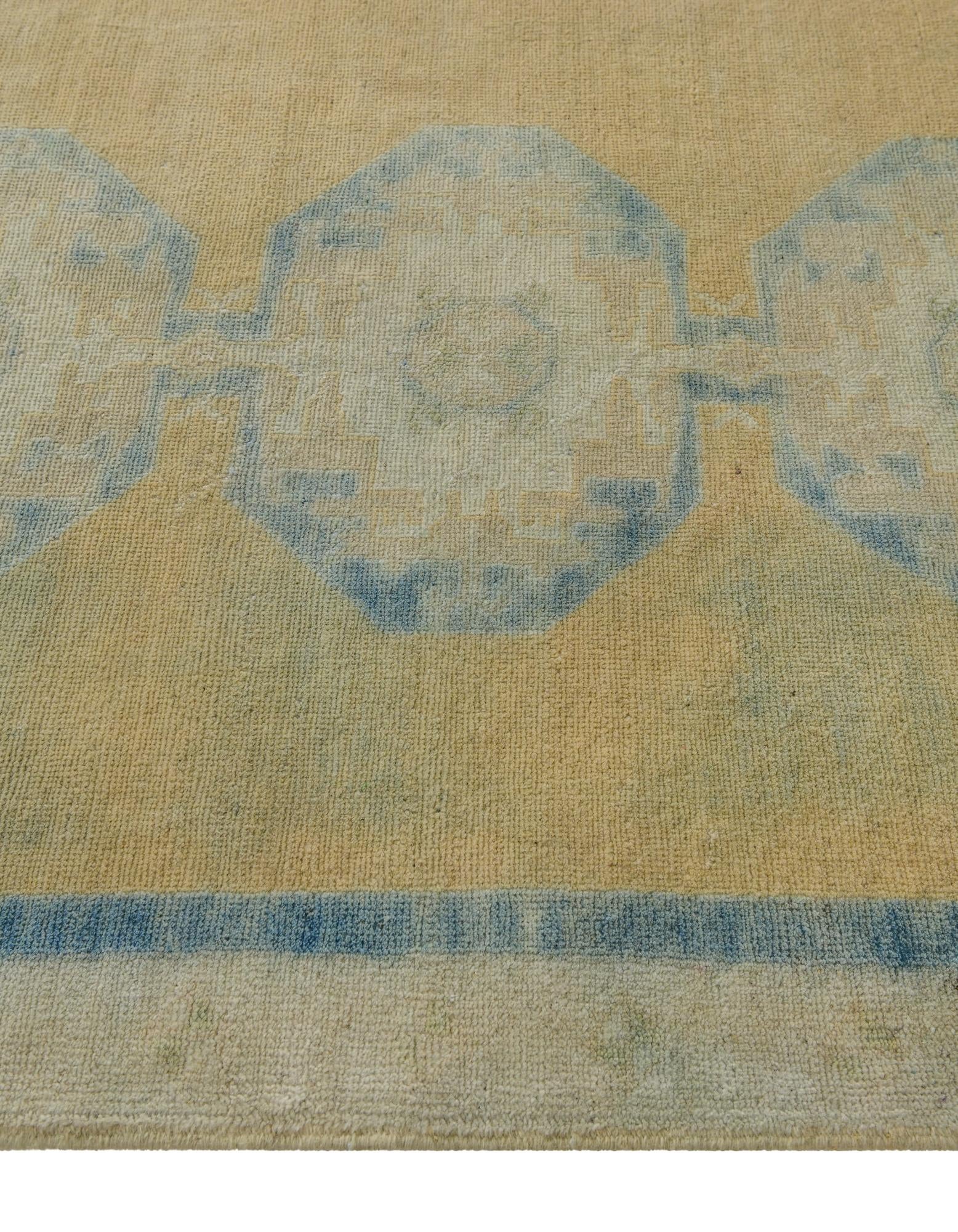 3' 5 x 5' Hand Knotted Oushak Wool Rug