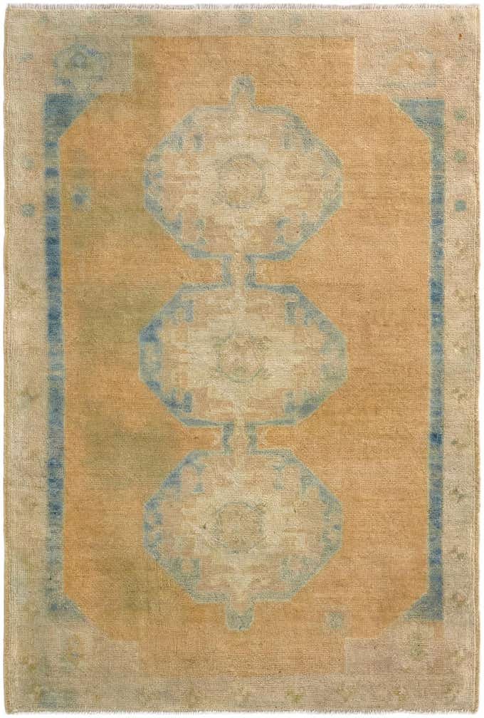 3' 5 x 5' Hand Knotted Oushak Wool Rug
