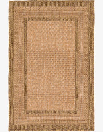 Tan Easy-Clean Border Indoor / Outdoor Rug
