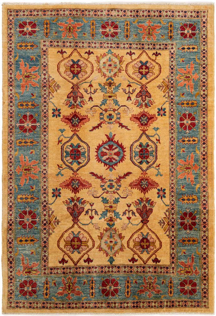 6' 7 x 9' 7 Hand Knotted Peshawar Ziegler Wool Rug