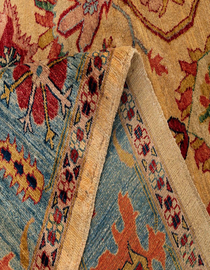 Detail image of 6' 7 x 9' 6  Hand Knotted Peshawar Ziegler Wool Rug