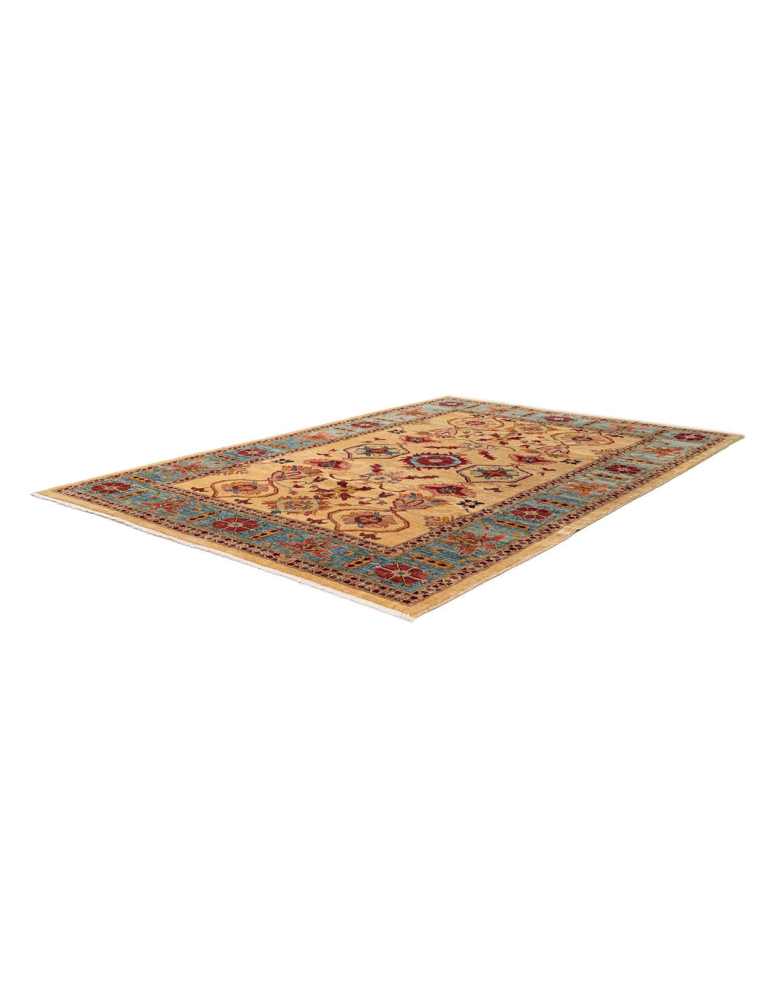 6' 7 x 9' 6 Hand Knotted Peshawar Ziegler Wool Rug