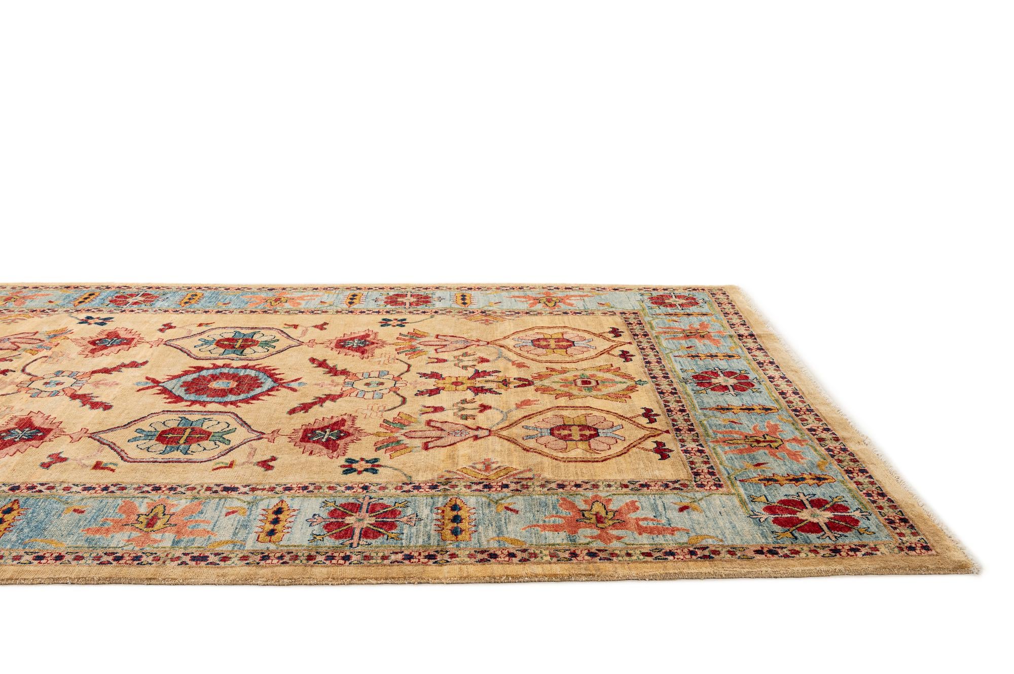 6' 7 x 9' 6 Hand Knotted Peshawar Ziegler Wool Rug