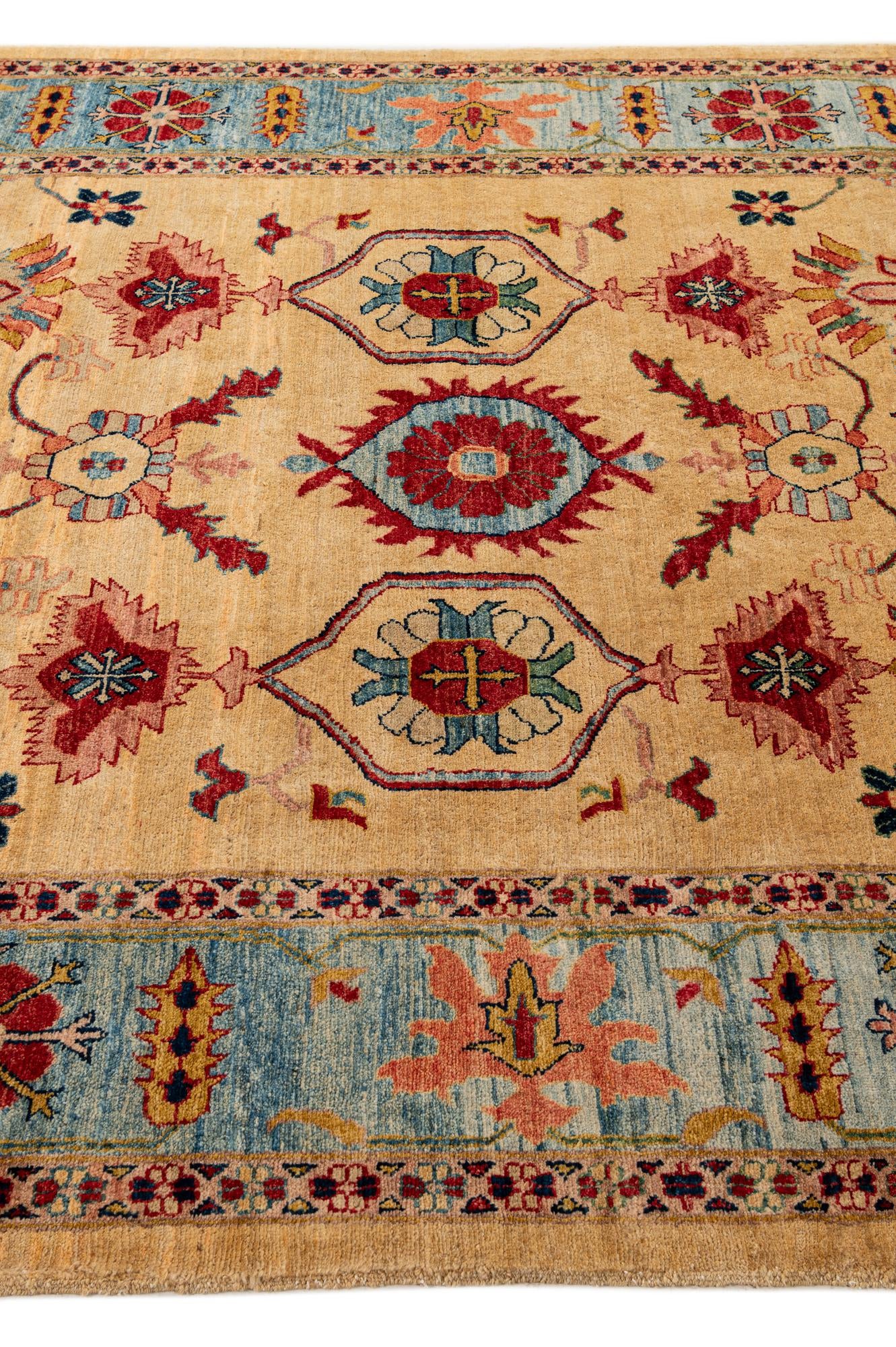 6' 7 x 9' 6 Hand Knotted Peshawar Ziegler Wool Rug