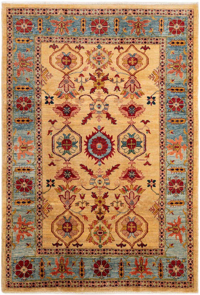 Detail image of 6' 7 x 9' 6 Hand Knotted Peshawar Ziegler Wool Rug