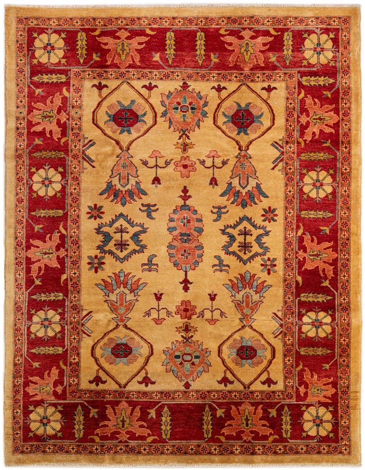 Detail image of 6' 8 x 9' 10 Hand Knotted Peshawar Ziegler Wool Rug