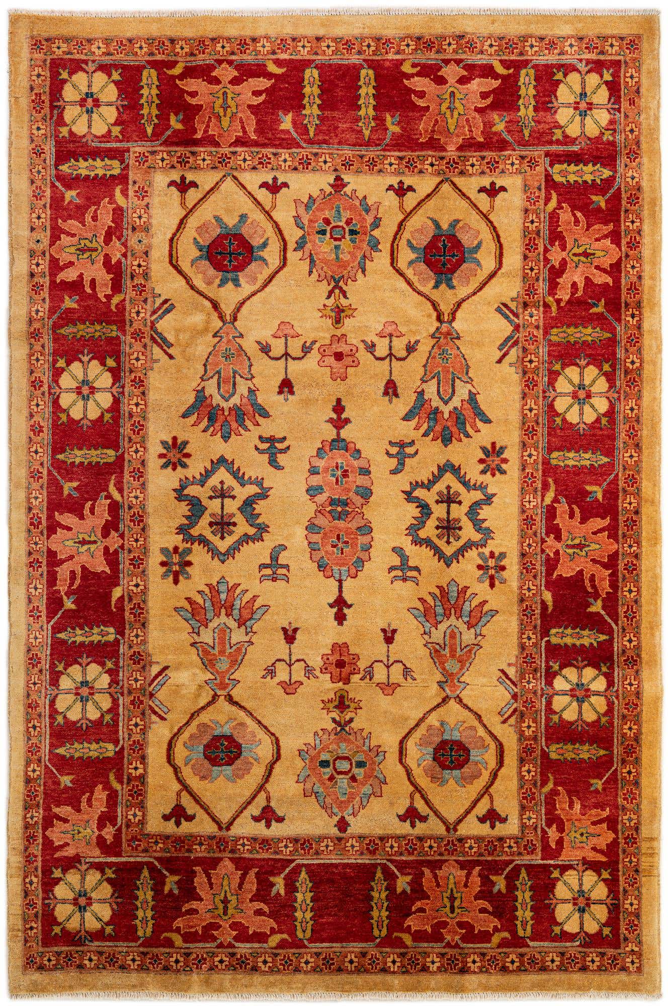 6' 8 x 9' 10 Hand Knotted Peshawar Ziegler Wool Rug