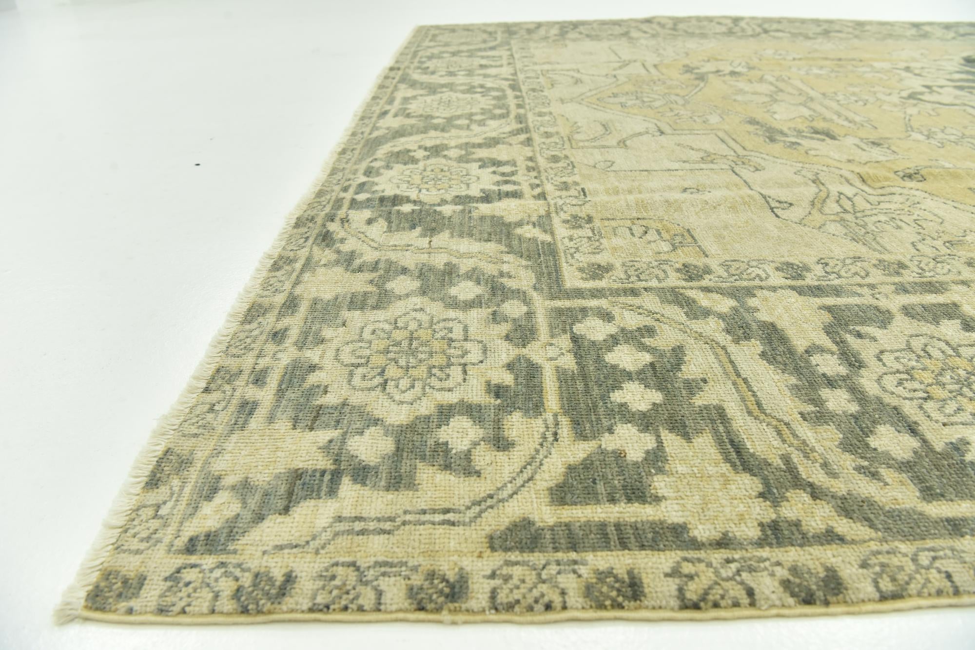 7' 1 x 10' Hand Knotted Peshawar Ziegler Wool Rug