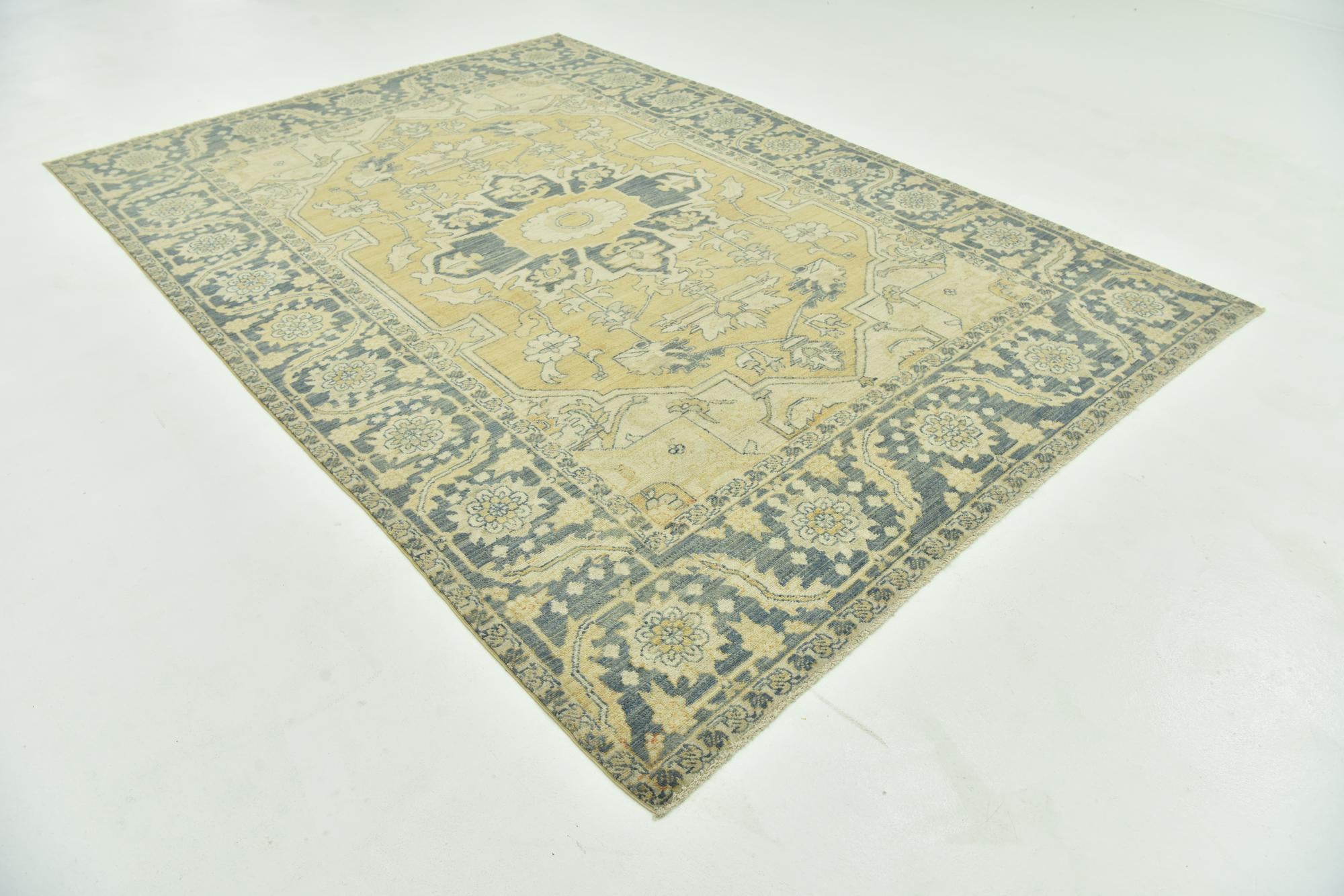 7' 2 x 10' 3 Hand Knotted Peshawar Ziegler Wool Rug