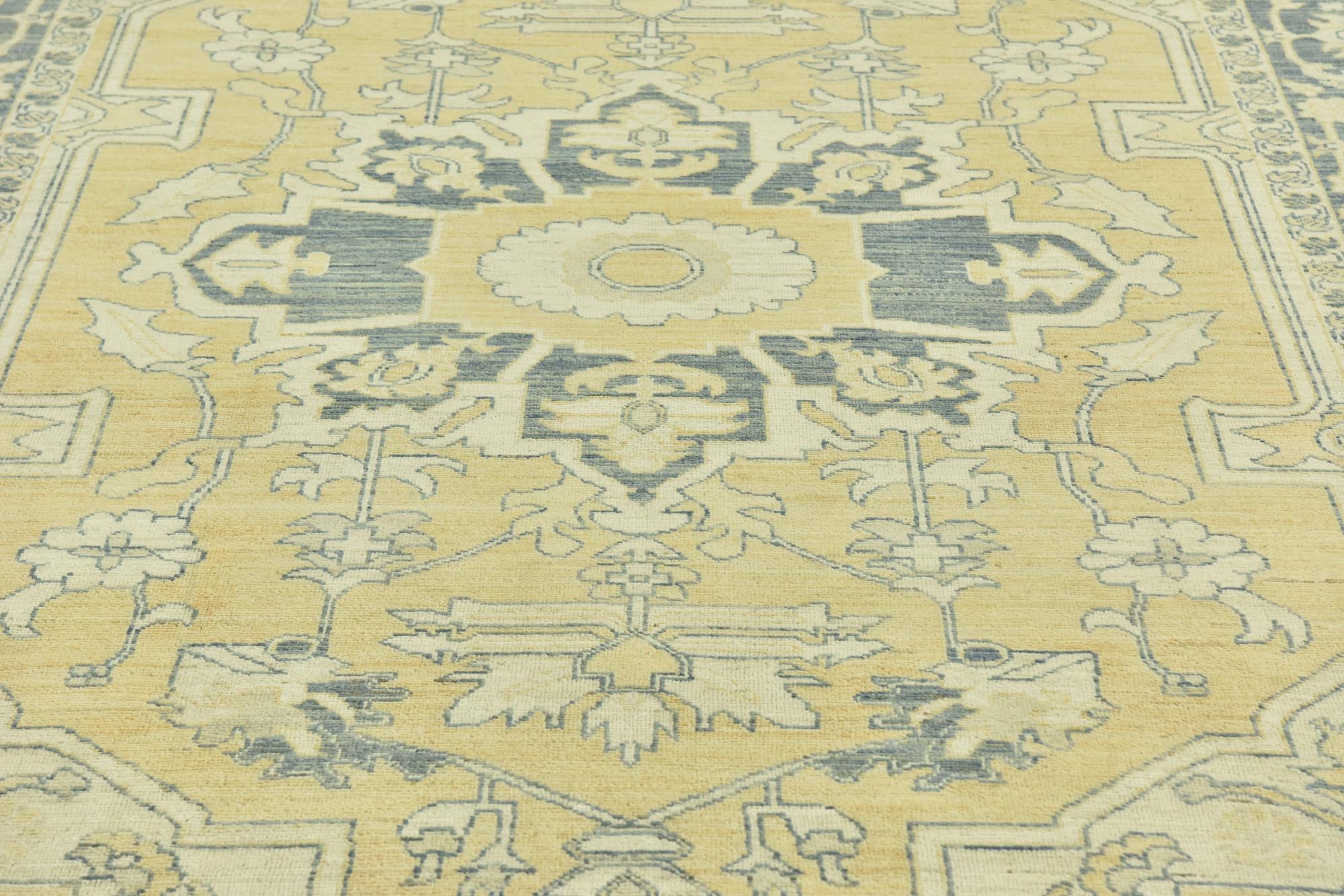 7' 2 x 10' 3 Hand Knotted Peshawar Ziegler Wool Rug